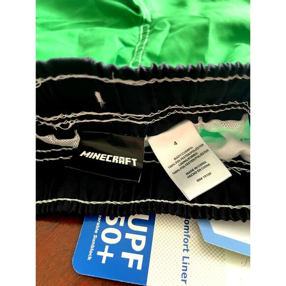 MINECRAFT, BOYS SIZE 4, SWIM TRUNKS, GREEN WITH GRAPHICS - Picture 3 of 4